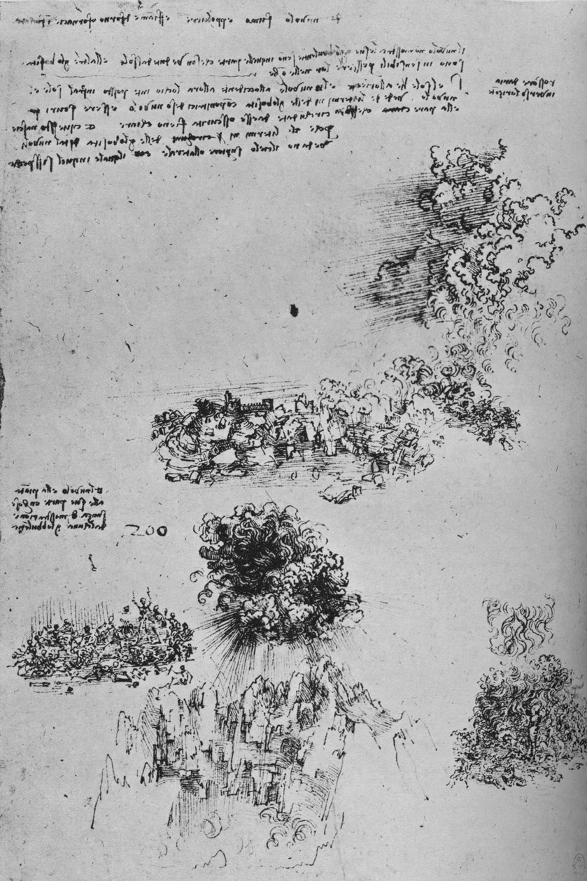 毁灭从天上降下雨，c1480 1945年 作者 达芬奇（Leonardo da Vinci）