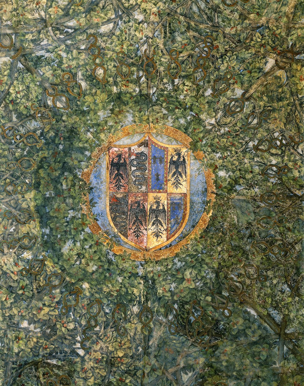 带有几何分支凉棚设计的“Sala delle Asse”拱形天花板的细节，c.1498（壁画） 作者 达芬奇（Leonardo da Vinci）