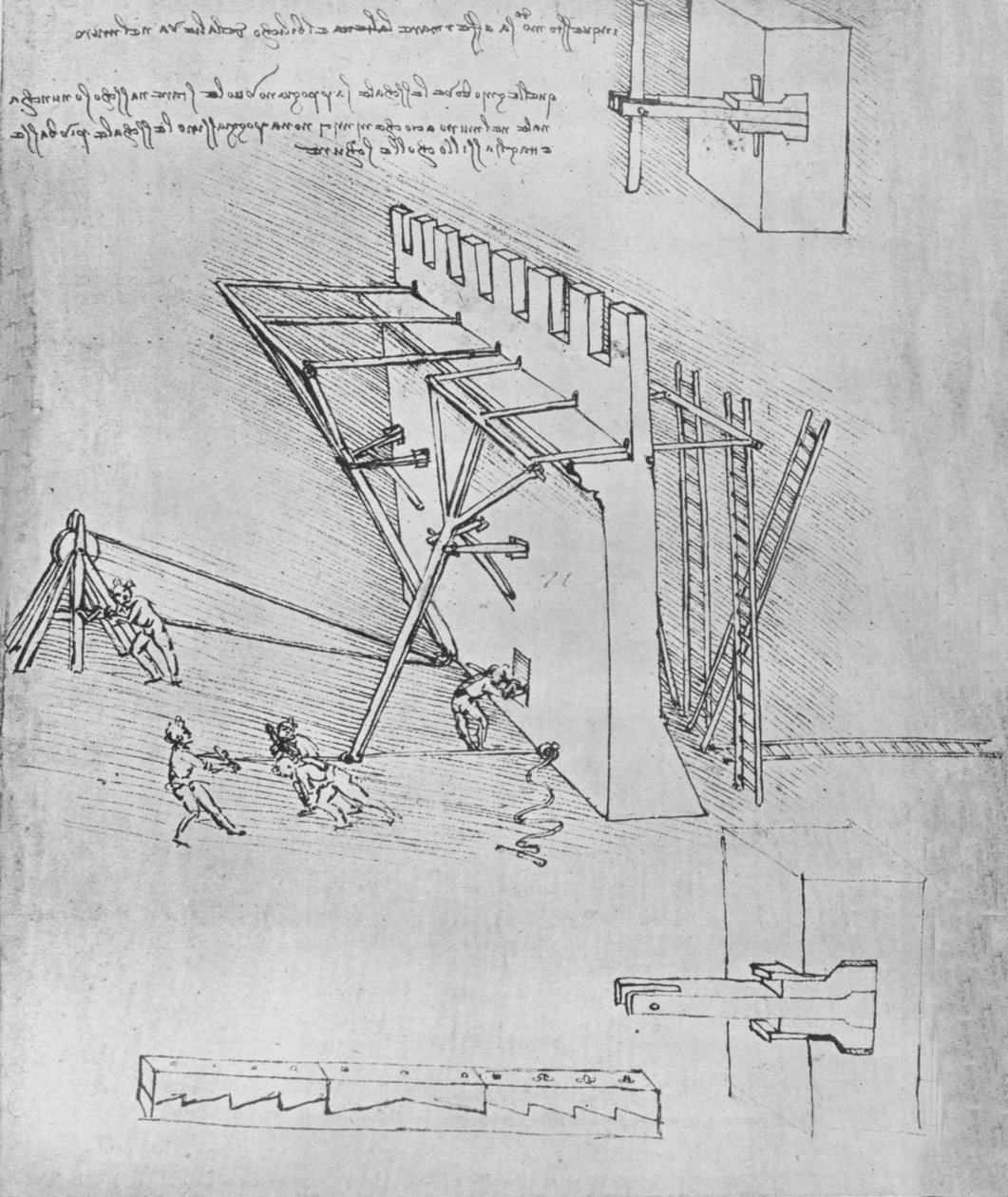 刮水梯装置，c1480 1945 作者 达芬奇（Leonardo da Vinci）