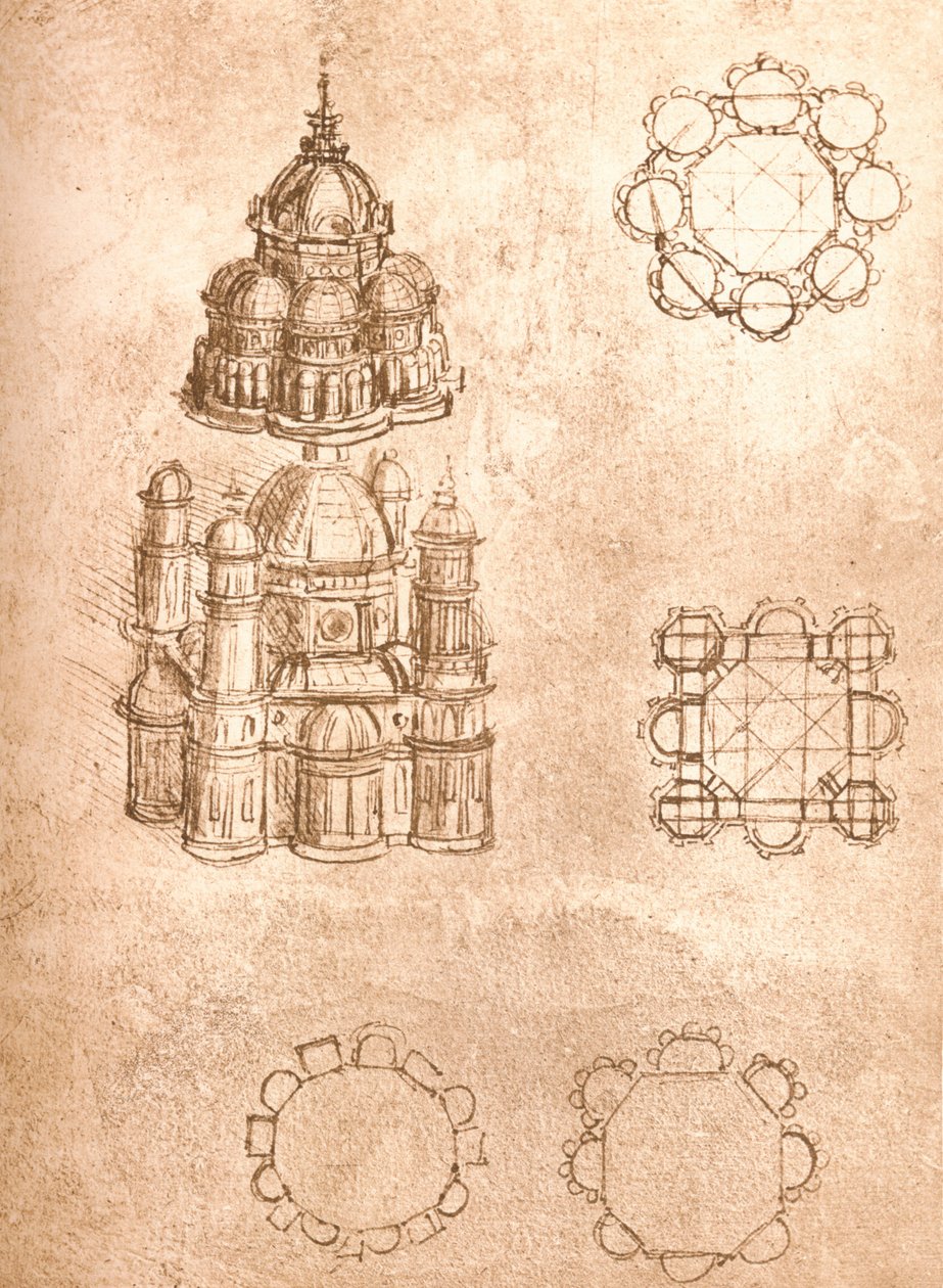 教堂图，c1472-c1519 1883 作者 达芬奇（Leonardo da Vinci）