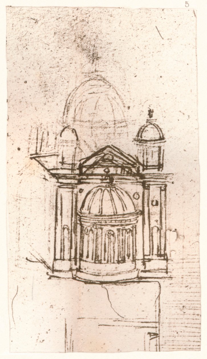 教会建筑图，c1472-c1519 1883 作者 达芬奇（Leonardo da Vinci）