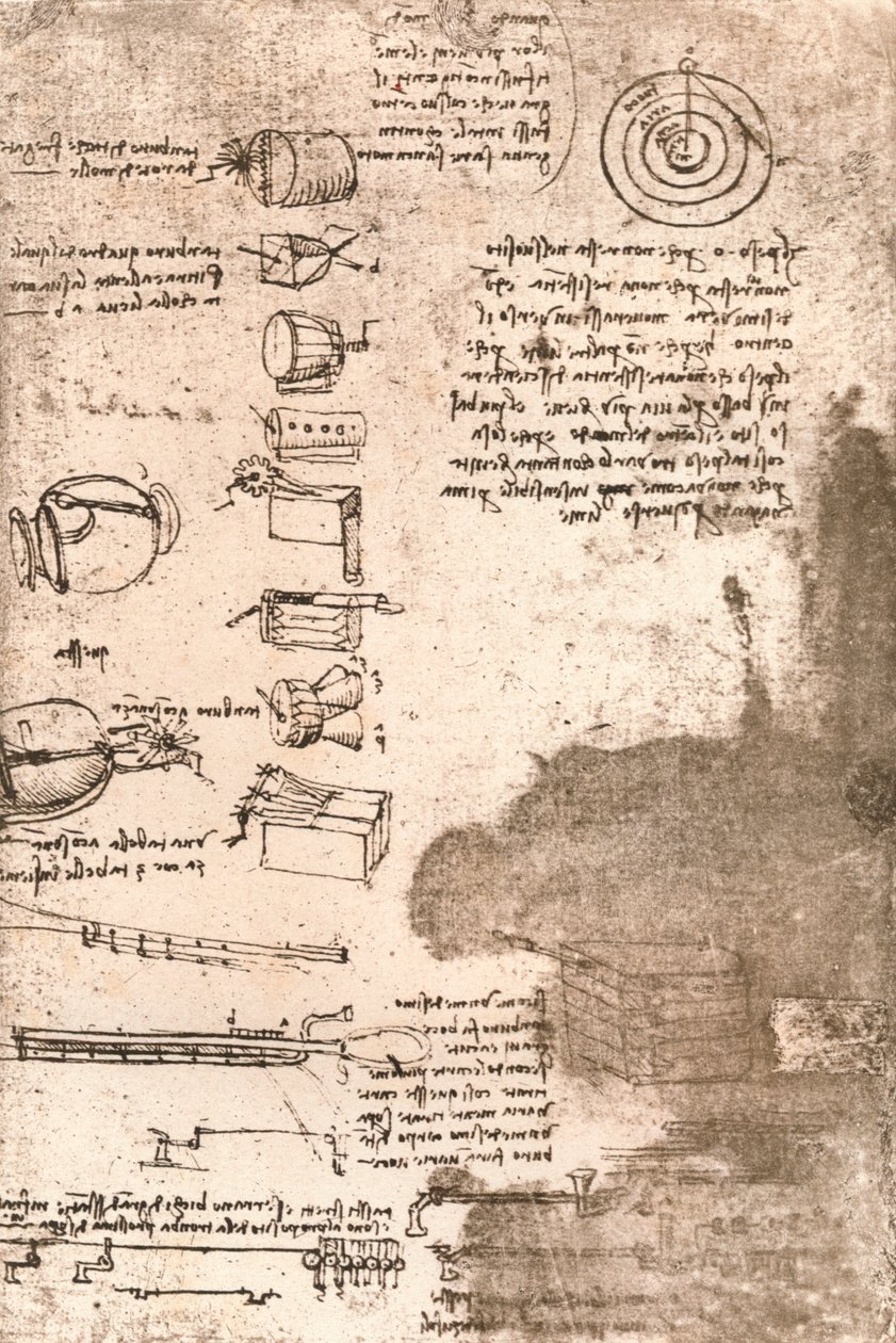 乐器和其他物品的绘图，c1472-c1519 1883 作者 达芬奇（Leonardo da Vinci）