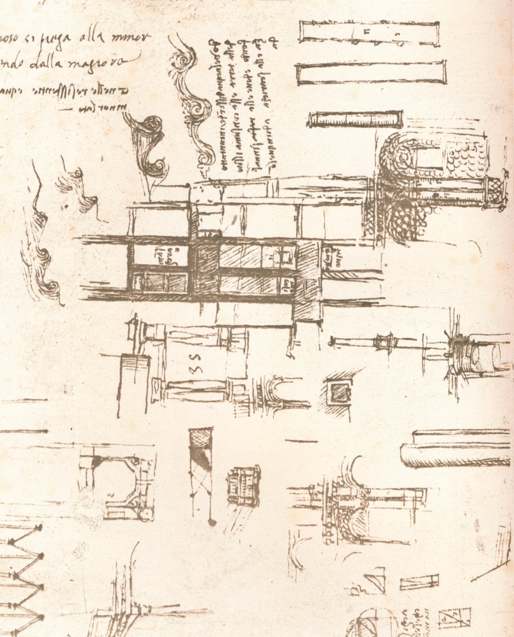 城堡和别墅项目图纸，c1472-c1519 1883 作者 达芬奇（Leonardo da Vinci）