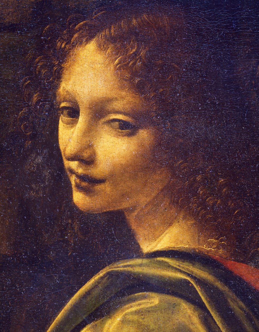 天使的脸，岩石处女的细节 作者 达芬奇（Leonardo da Vinci）