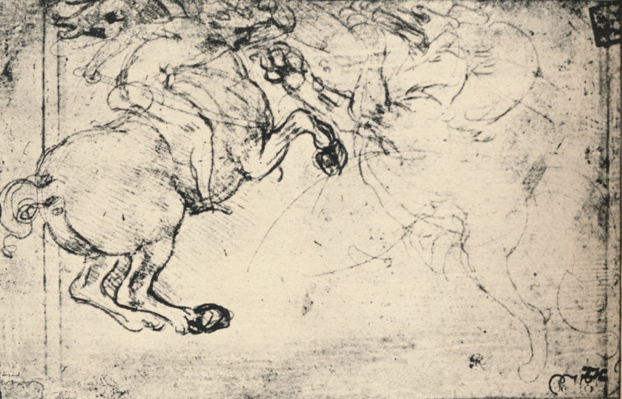 骑兵与格里芬之间的战斗，c1480 1945年 作者 达芬奇（Leonardo da Vinci）