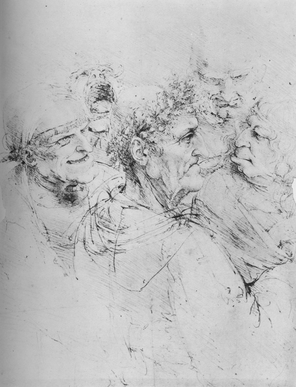 五头怪人，c1480 1945 作者 达芬奇（Leonardo da Vinci）