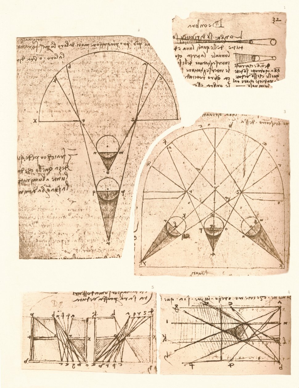 五幅说明明暗理论的图，c1472-c1519 1883 作者 达芬奇（Leonardo da Vinci）