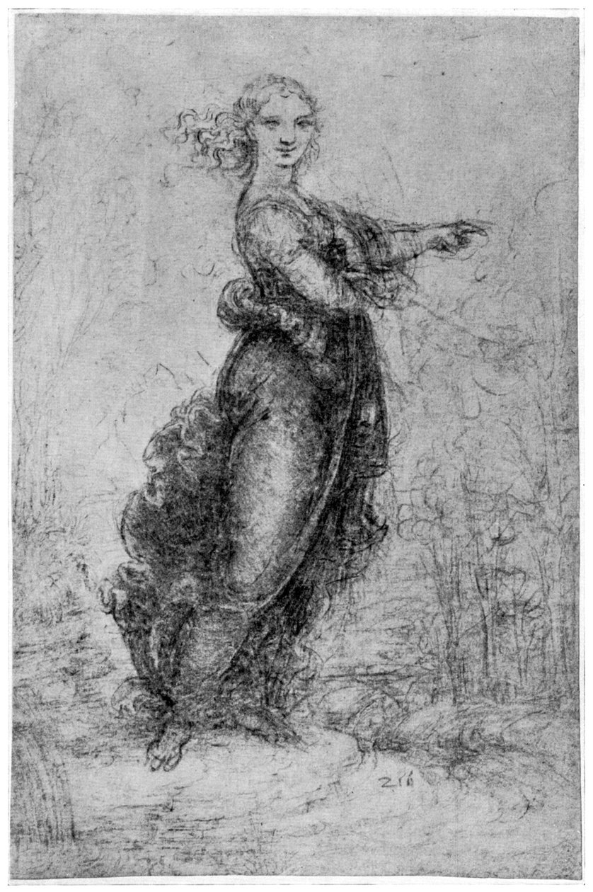 1954年15世纪末或16世纪初的浮动女性形象。 作者 达芬奇（Leonardo da Vinci）