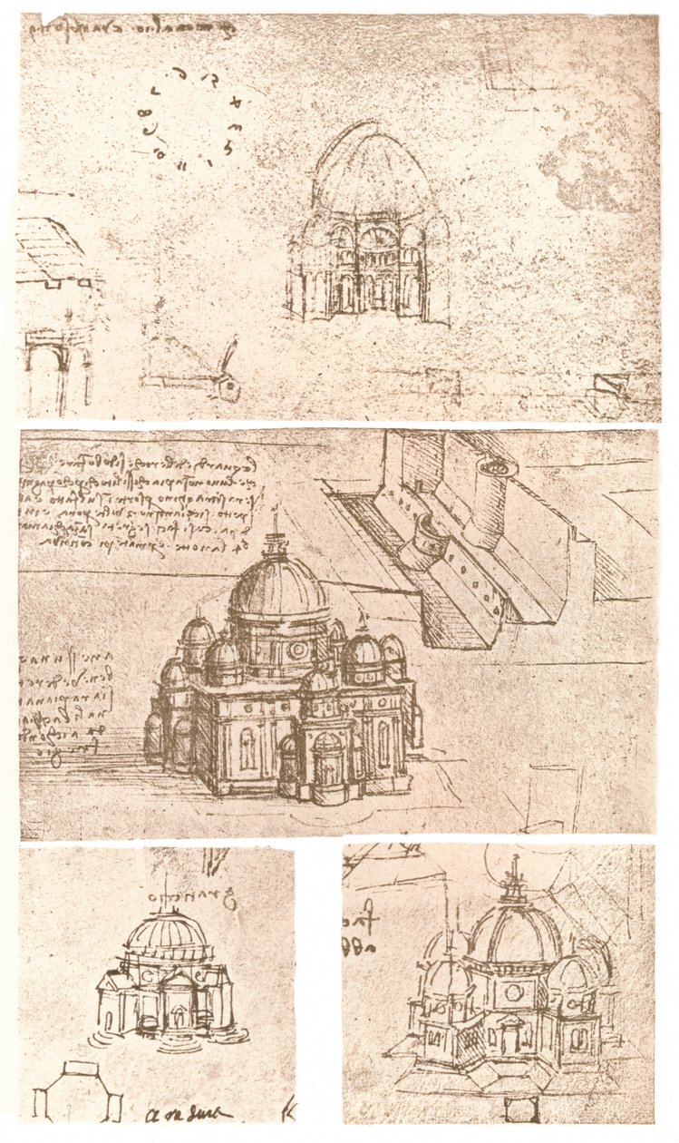 教会建筑的四幅图，c1472-c1519 1883 作者 达芬奇（Leonardo da Vinci）