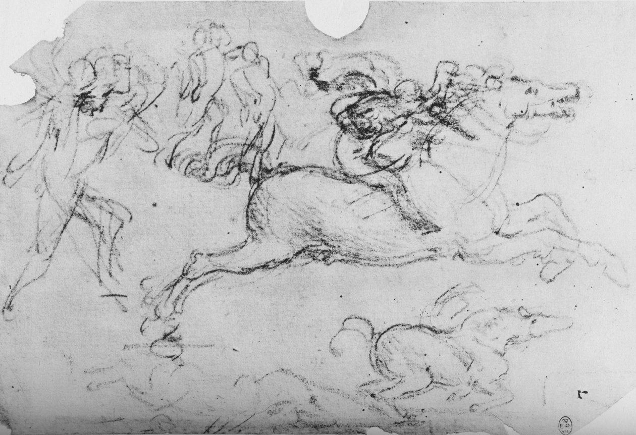 疾驰的骑士和其他人物，c1480 1945年 作者 达芬奇（Leonardo da Vinci）