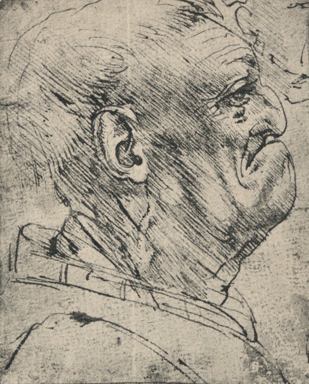 一个右边的人的怪诞外形，c1480 1945年 作者 达芬奇（Leonardo da Vinci）