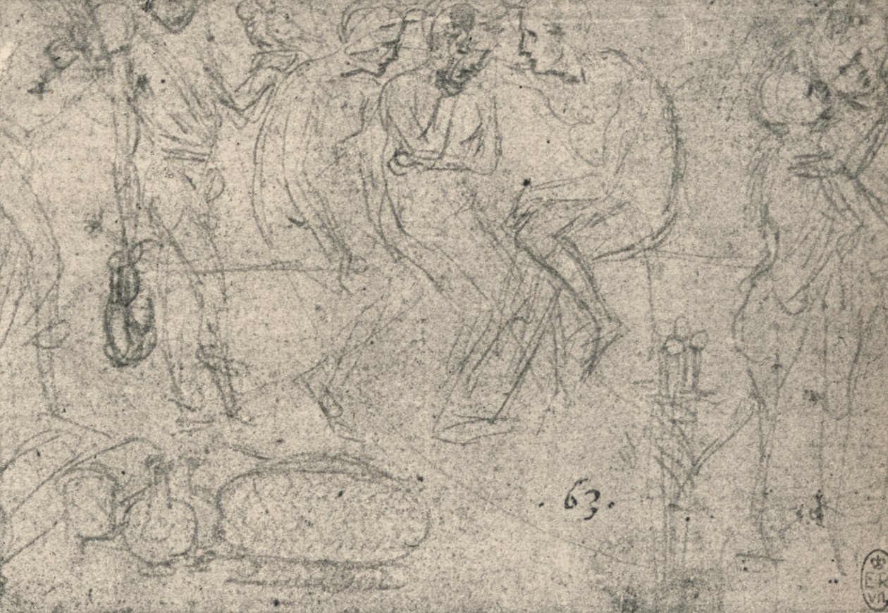 对话中的图形组，c1480 1945 作者 达芬奇（Leonardo da Vinci）
