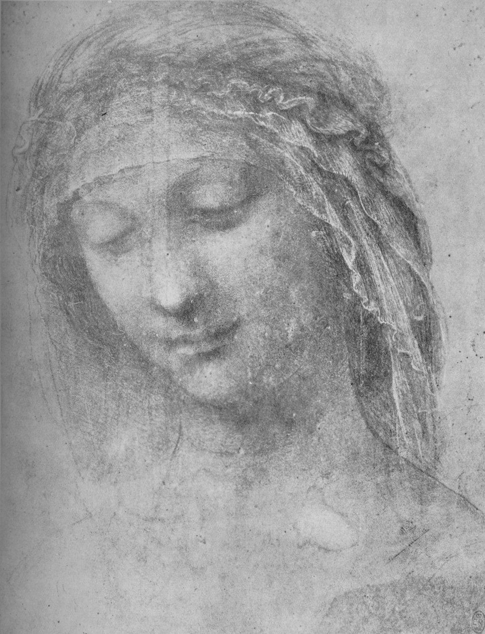 左面四分之三的女人的头，c1480 1945年 作者 达芬奇（Leonardo da Vinci）