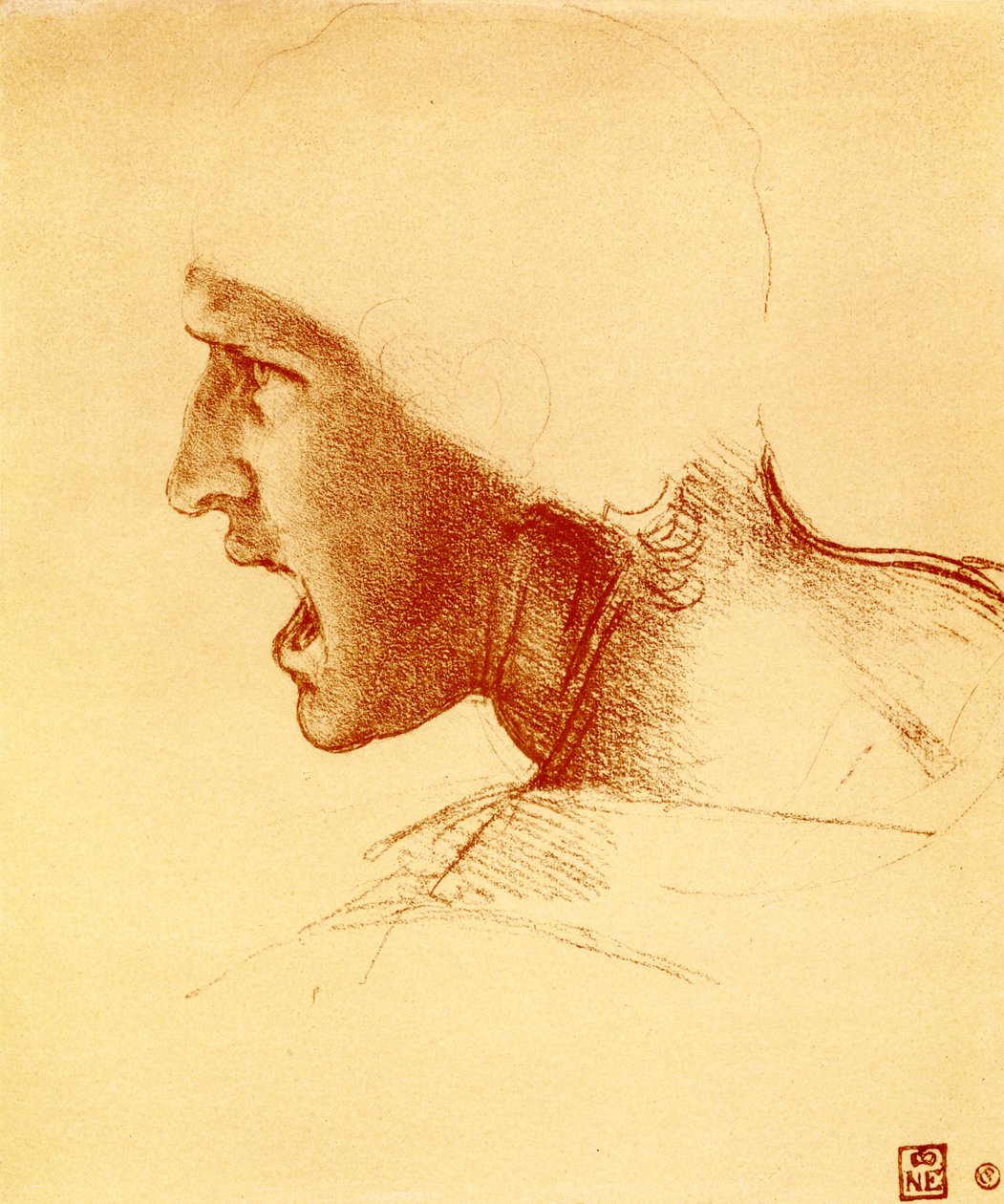 尖叫和攻击战士的头 作者 达芬奇（Leonardo da Vinci）