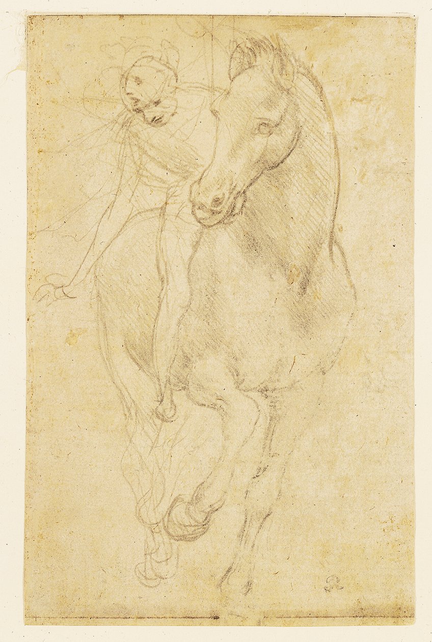 马与骑士》，约 1480 年（银点画法，纸质材料） 作者 达芬奇（Leonardo da Vinci）
