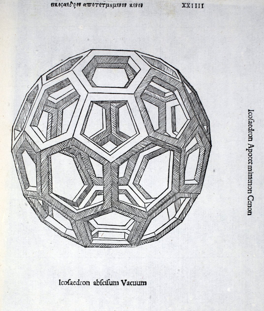 Icosaedron切是由卢卡·帕西奥利（c.1445-1517）一个“神圣比例”毫无意义的，原来的酒吧。威尼斯，1509 作者 达芬奇（Leonardo da Vinci）