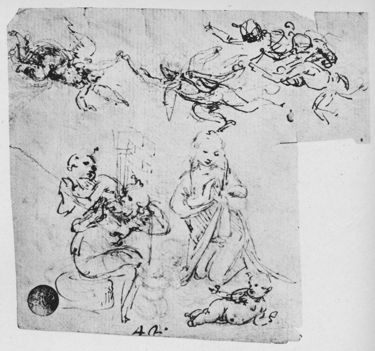 麦当娜崇拜婴儿基督和其他人物，c1480 1945 作者 达芬奇（Leonardo da Vinci）
