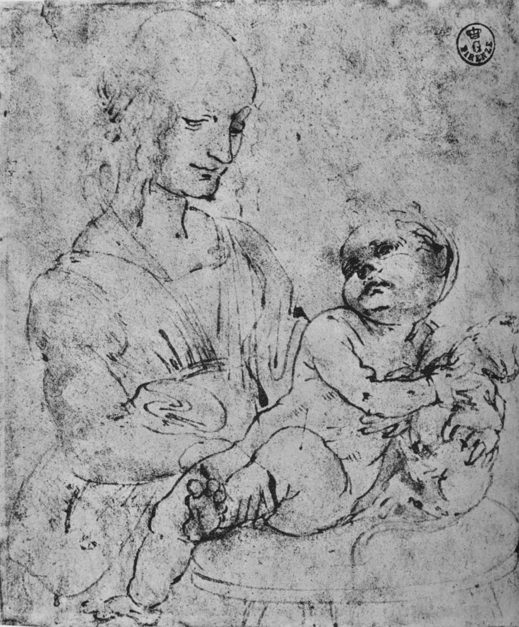 麦当娜和带着猫的孩子，1478-1480年1945年 作者 达芬奇（Leonardo da Vinci）