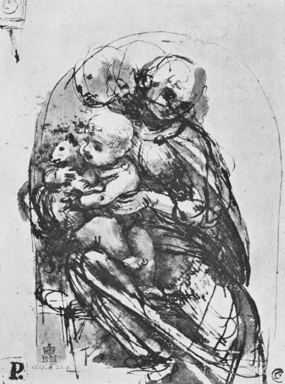 麦当娜和带着猫的孩子，1478-1481年1945年 作者 达芬奇（Leonardo da Vinci）