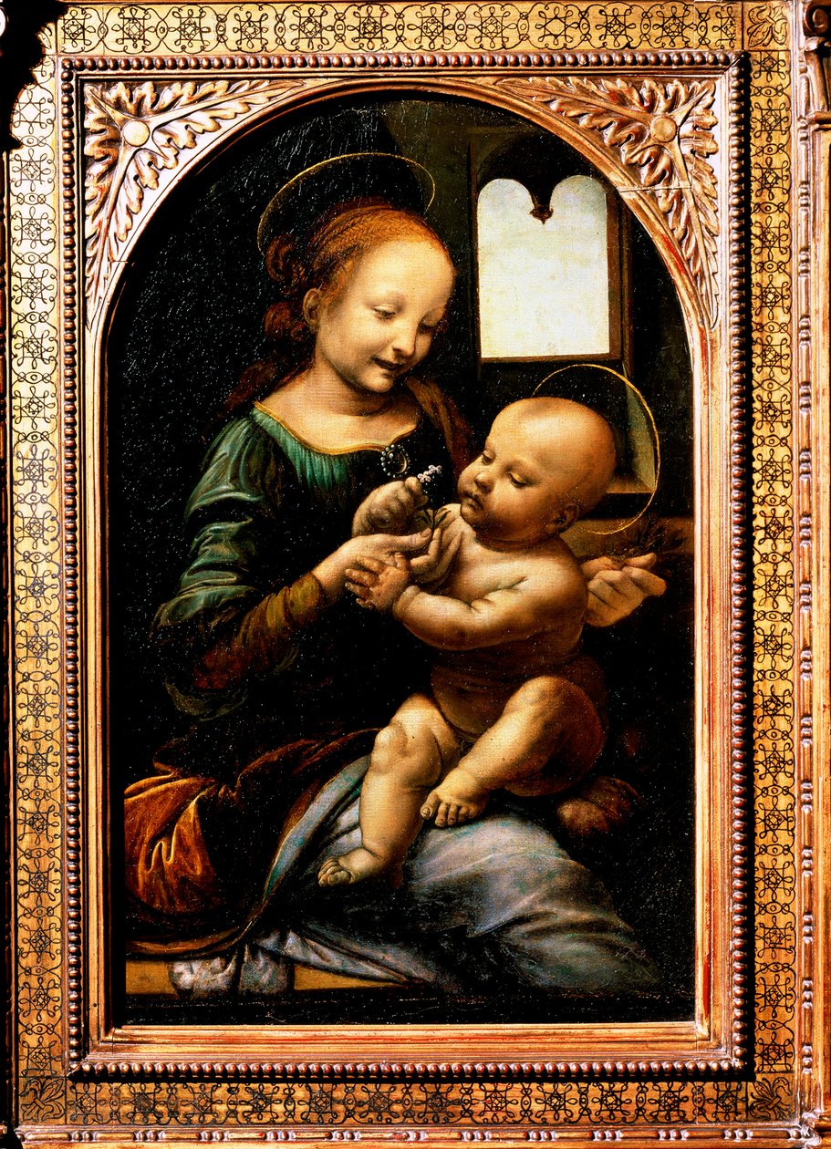 麦当娜着花，麦当娜·班耐瓦（Madonna Benois），1478年。 作者 达芬奇（Leonardo da Vinci）