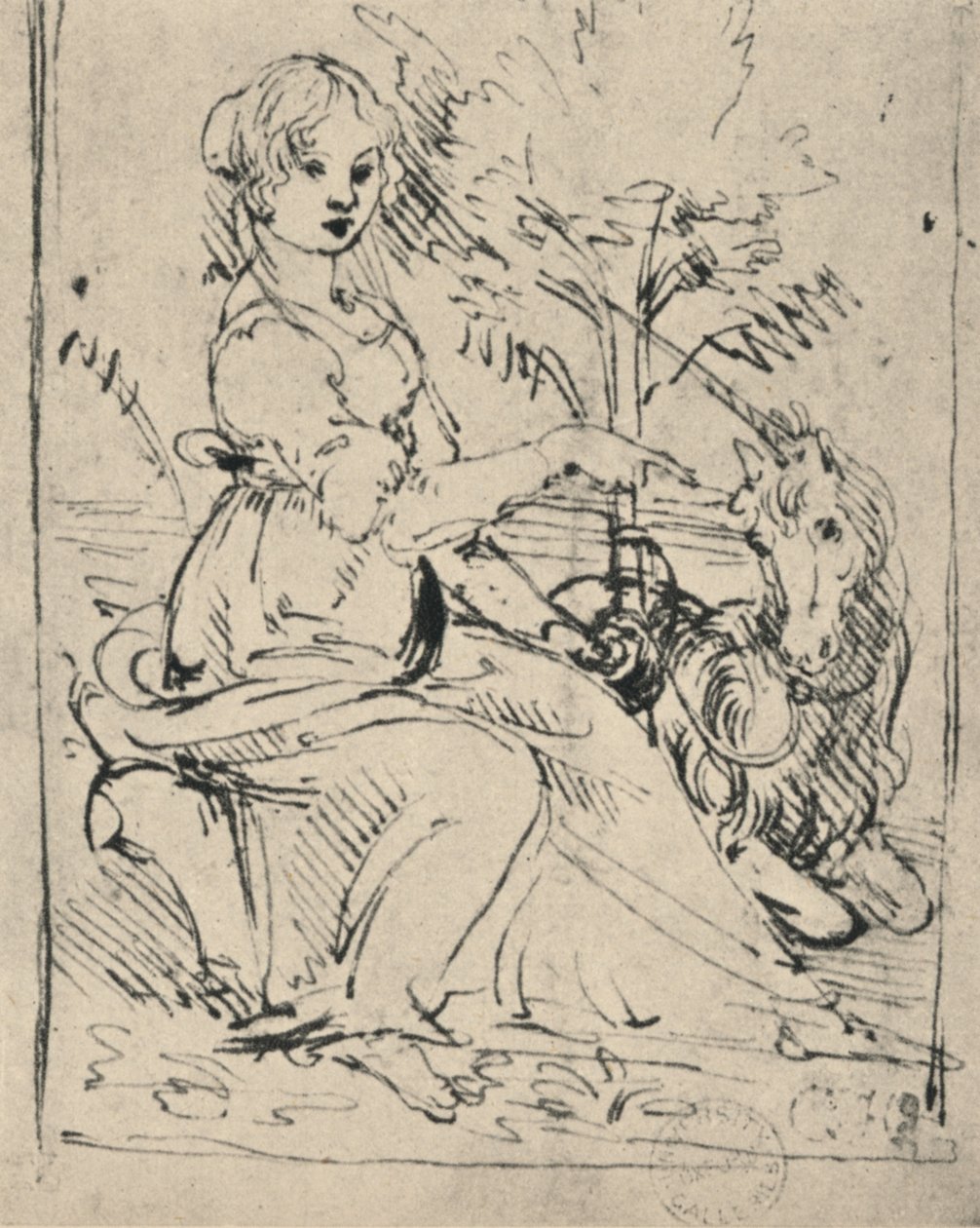 独角兽少女，c1478-1480 1945年 作者 达芬奇（Leonardo da Vinci）