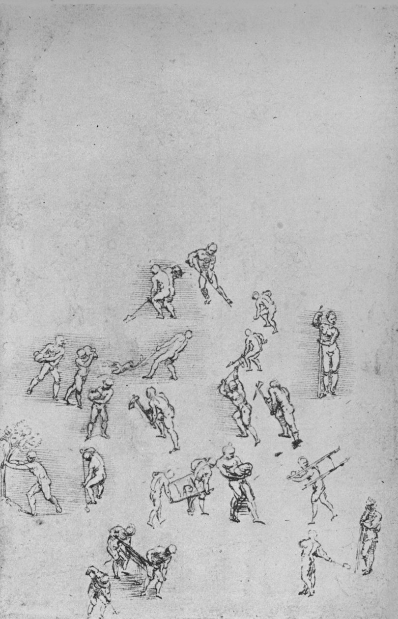 男子挖土，运载地球等，c1480 1945 作者 达芬奇（Leonardo da Vinci）