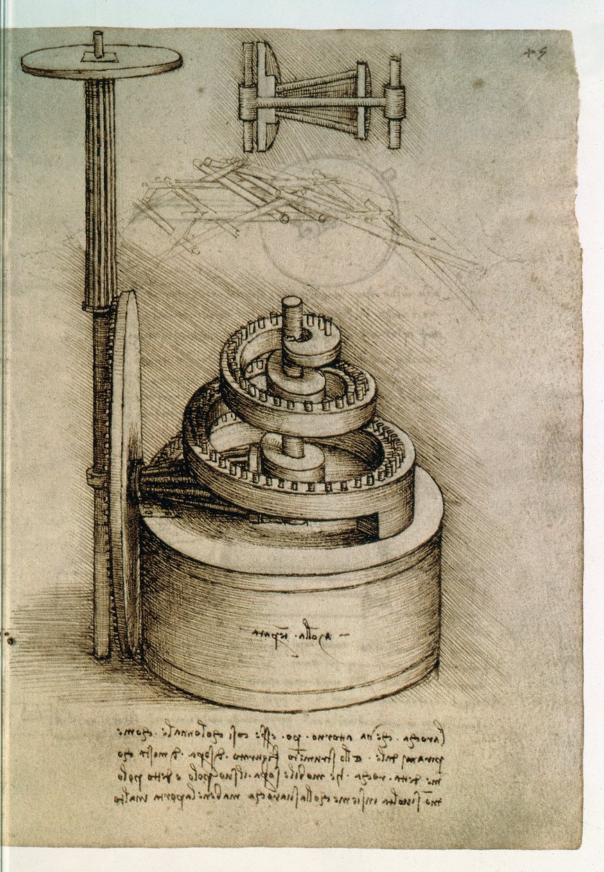 8937号，马德里法典I f.45r，回火弹簧 作者 达芬奇（Leonardo da Vinci）