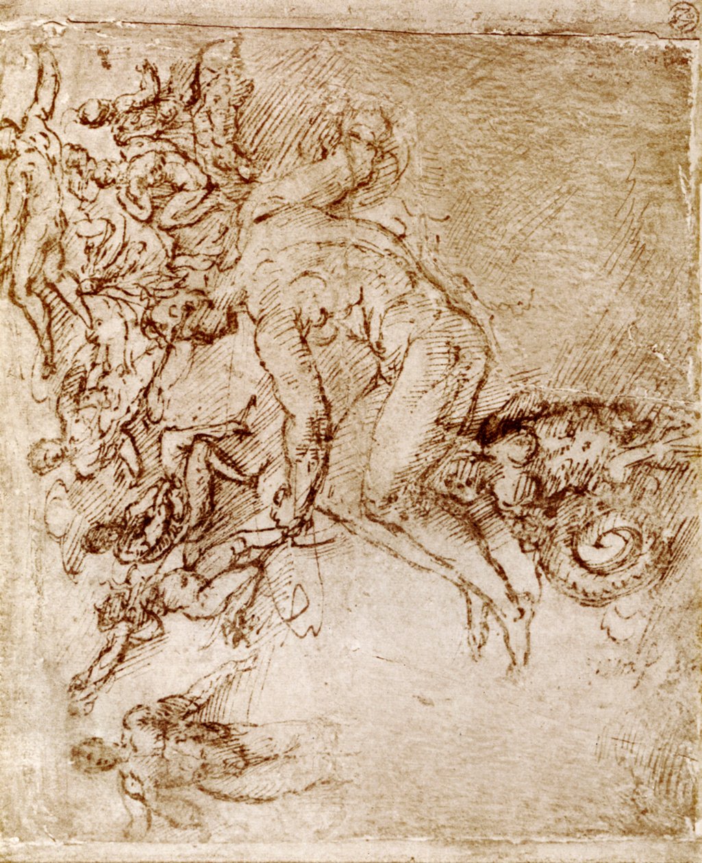 达芬奇（Leonardo De Vinci）的钢笔和墨水素描，1913年。 作者 达芬奇（Leonardo da Vinci）