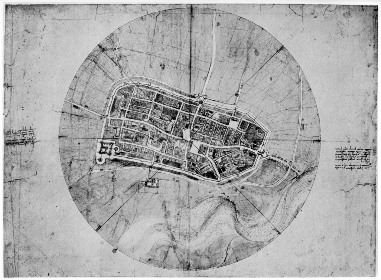 意大利伊莫拉计划，c1502，1954年 作者 达芬奇（Leonardo da Vinci）