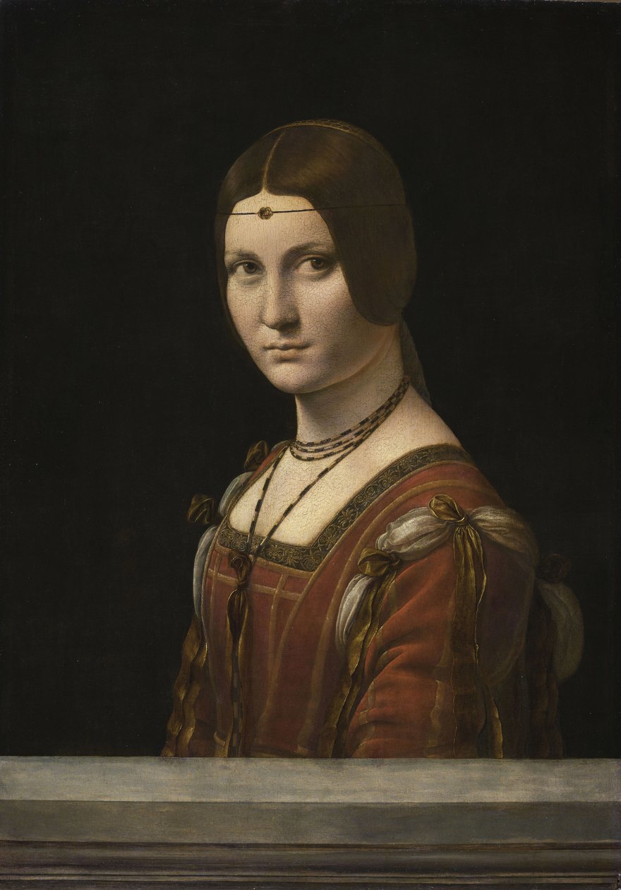 1490-1496年，名叫La BelleFerronnière的无名女子肖像。 作者 达芬奇（Leonardo da Vinci）