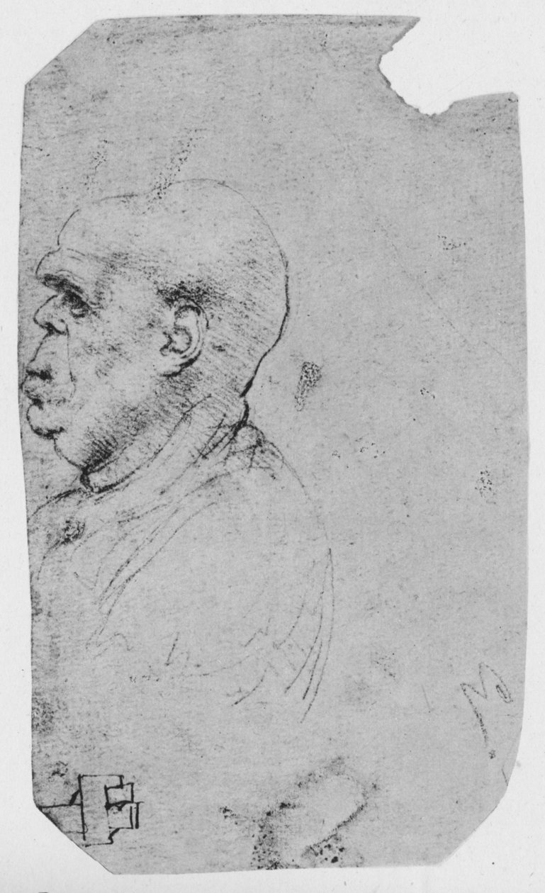 左秃头的轮廓，c1480 1945年 作者 达芬奇（Leonardo da Vinci）