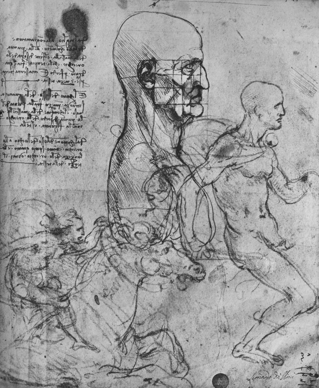 关于骑兵的比例和研究的平方方图，c1480，1945年 作者 达芬奇（Leonardo da Vinci）