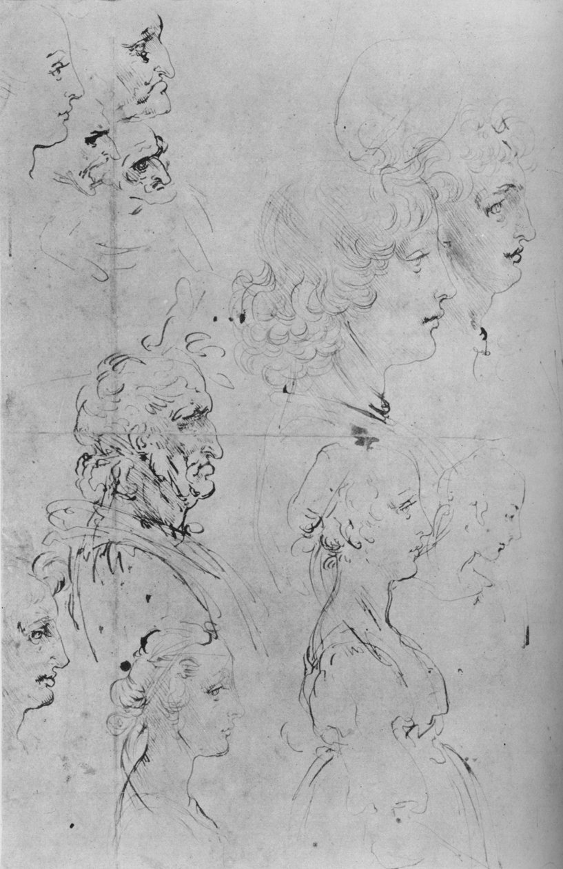 男人和女孩的半身像，c1490 1945年 作者 达芬奇（Leonardo da Vinci）