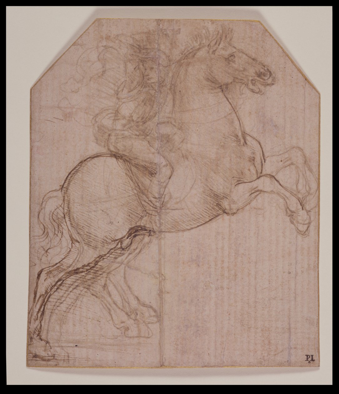 饲养马骑士，c.1481-82（准备纸上的银点，笔和棕色墨水） 作者 达芬奇（Leonardo da Vinci）