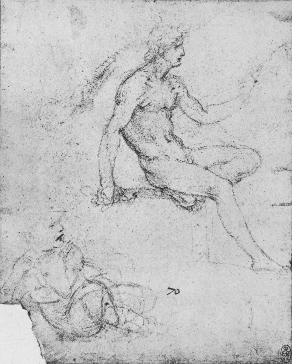 坐着裸体的孩子与羔羊，c1480 1945年 作者 达芬奇（Leonardo da Vinci）