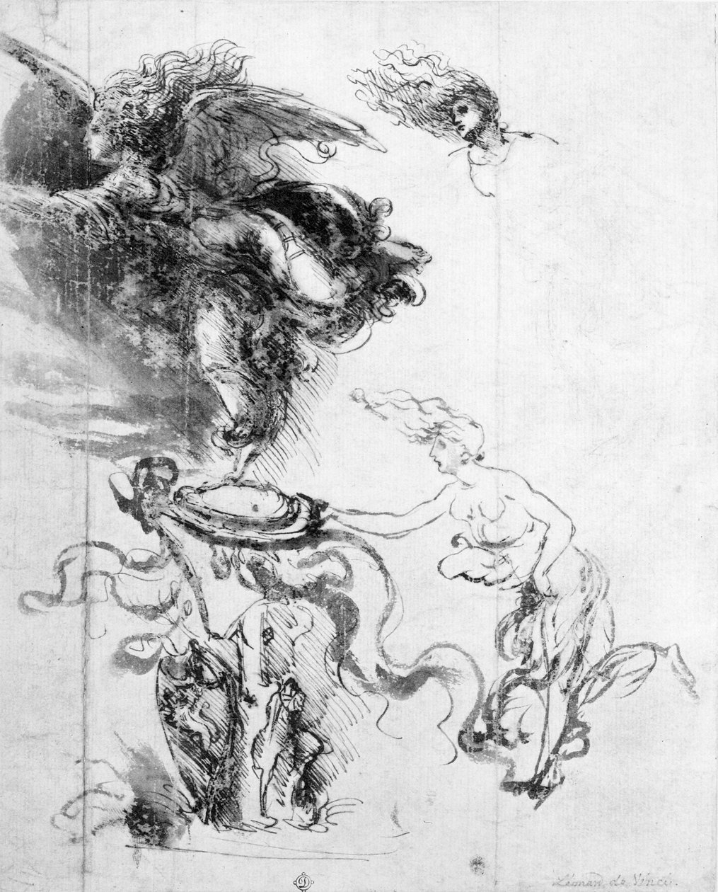 天使剪影（纸上钢笔和墨水 作者 达芬奇（Leonardo da Vinci）