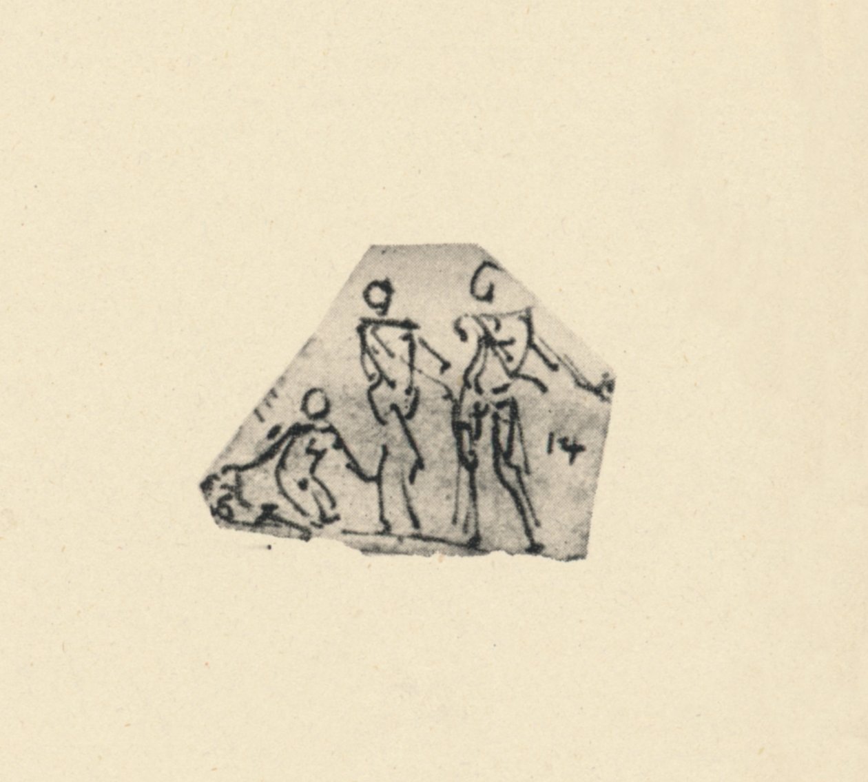三个人物的素描，c1480 1945年 作者 达芬奇（Leonardo da Vinci）