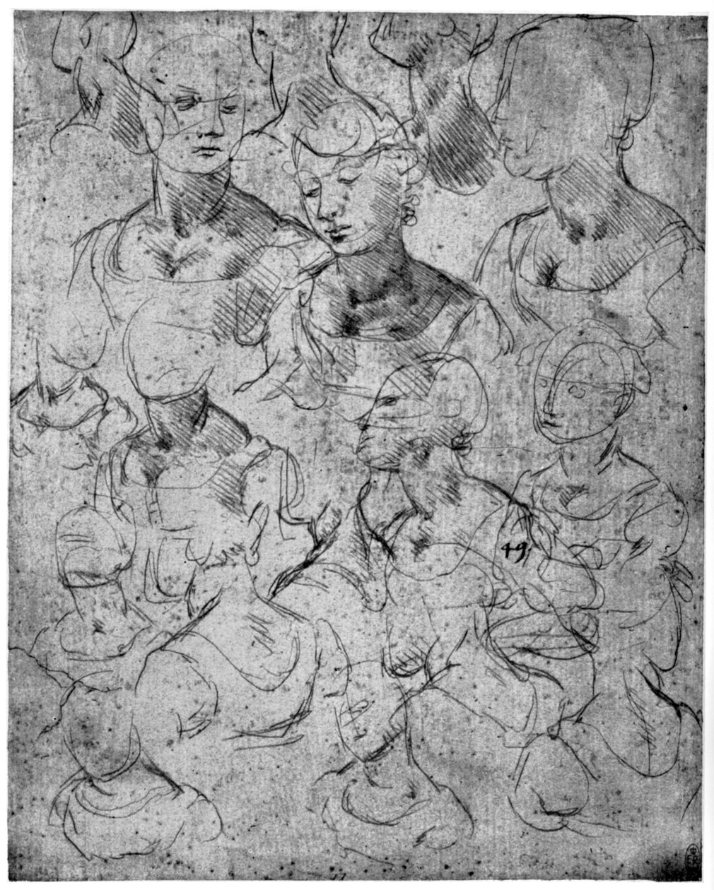 1954年，研究半身女性形象 作者 达芬奇（Leonardo da Vinci）