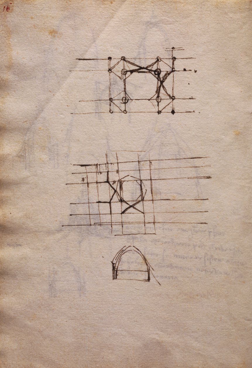 大教堂灯笼研究，出自《特里沃尔齐阿努斯法典 作者 达芬奇（Leonardo da Vinci）