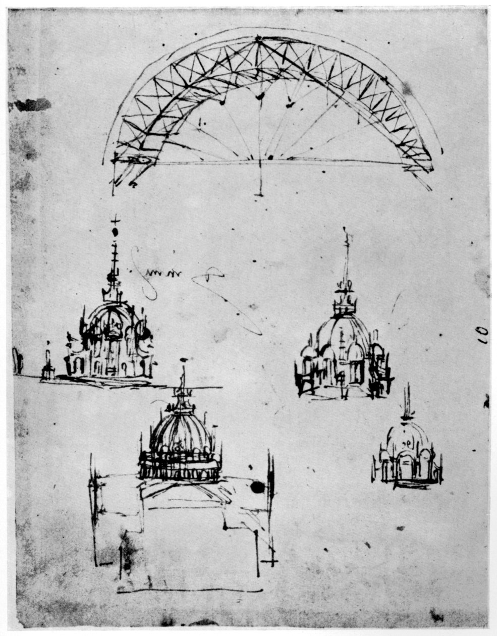 1954年15世纪后期，对米兰大教堂的中央穹顶进行研究。 作者 达芬奇（Leonardo da Vinci）