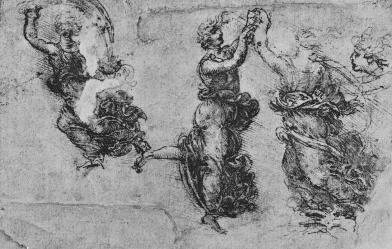 若虫舞蹈研究，c1480，1945年 作者 达芬奇（Leonardo da Vinci）