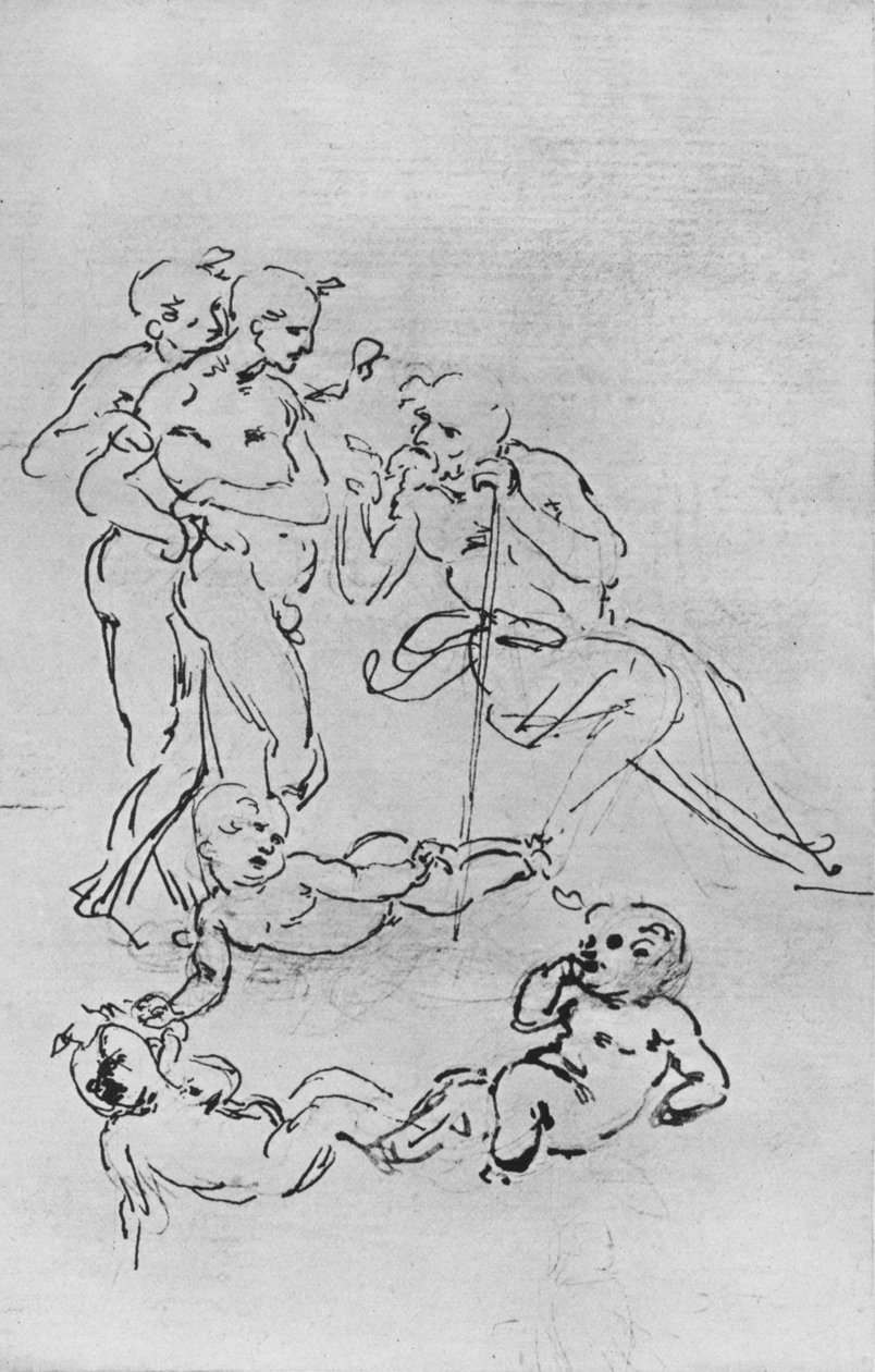 崇拜的数字和普蒂研究，c1481 1945年 作者 达芬奇（Leonardo da Vinci）