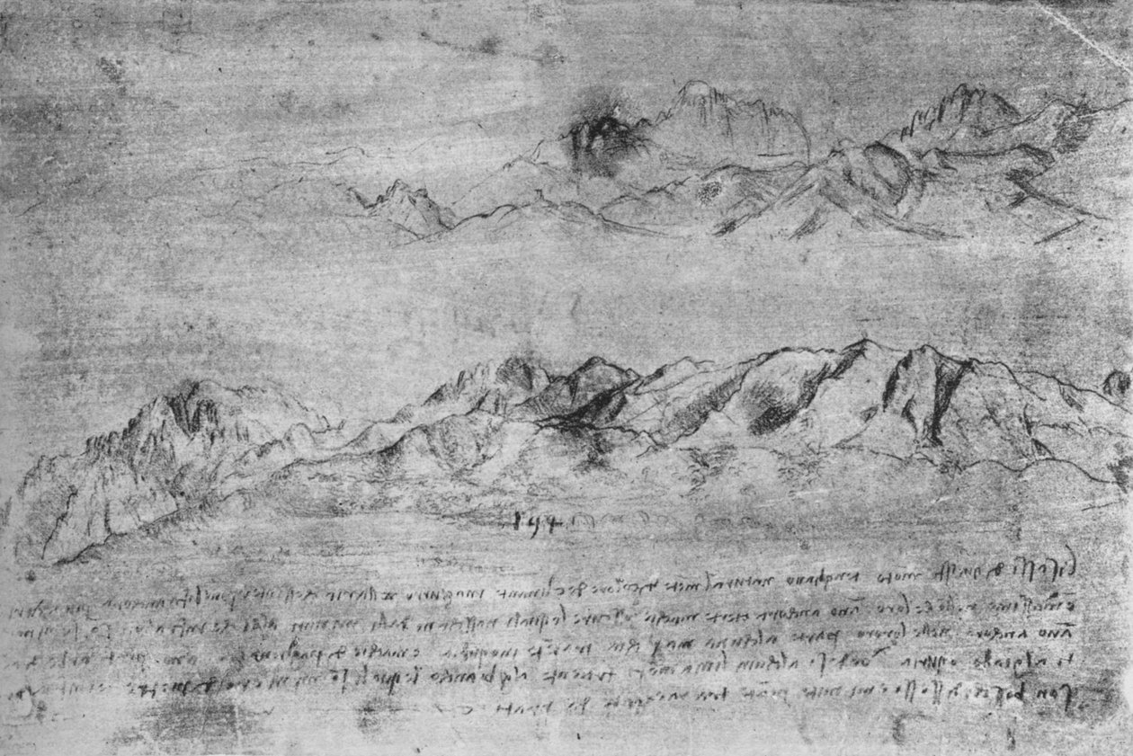 山脉研究，c1480，1945年 作者 达芬奇（Leonardo da Vinci）