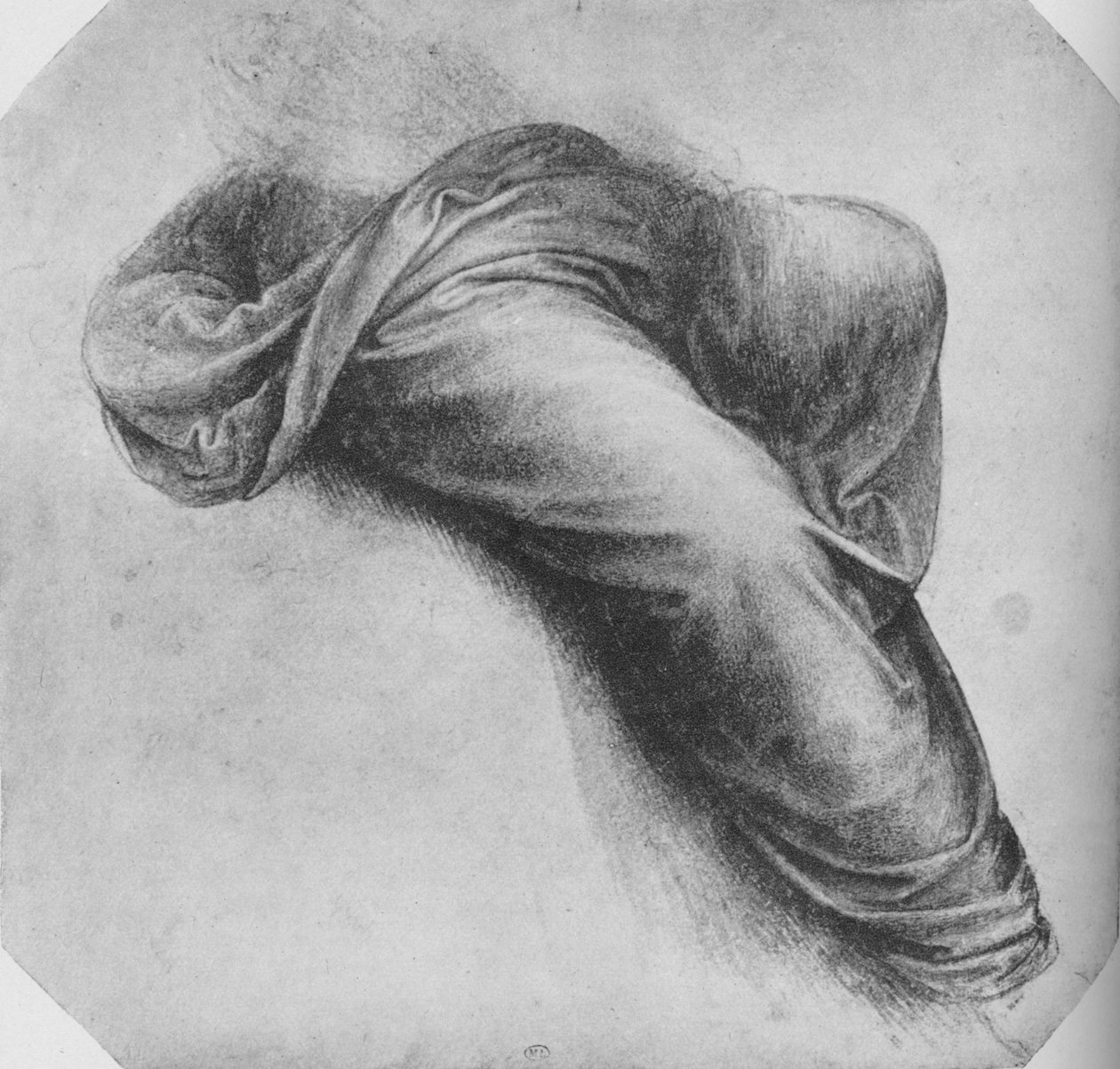 右边坐着的人物窗帘的研究，c1480，1945年 作者 达芬奇（Leonardo da Vinci）