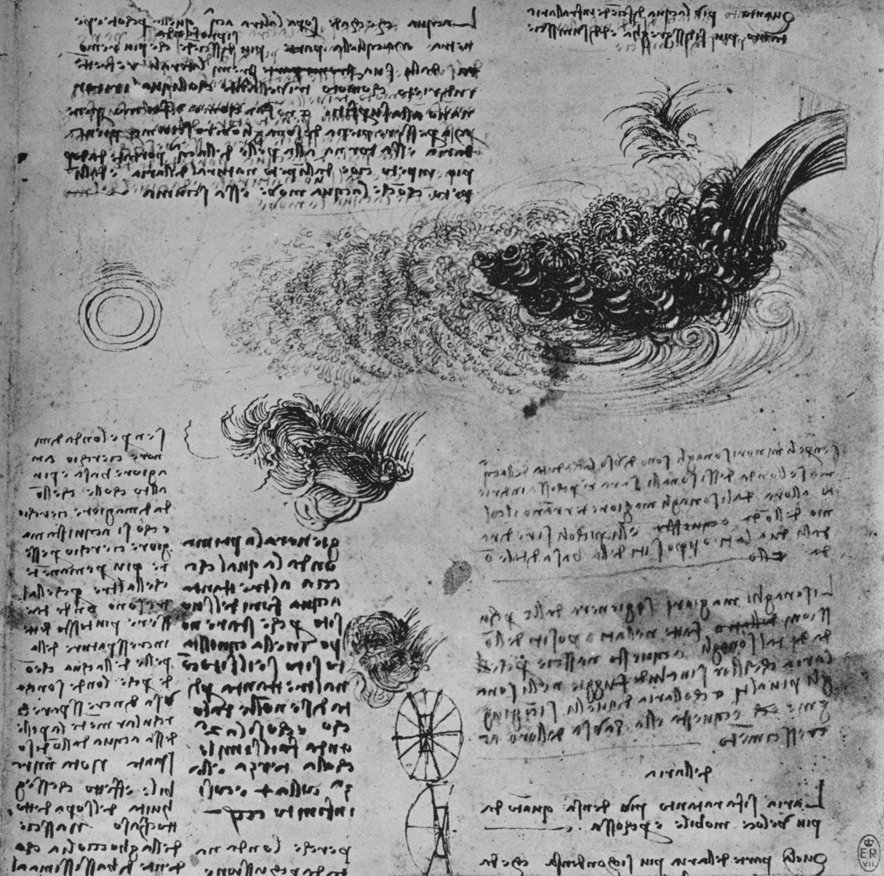 运动中水的形成研究，c1480，1945年 作者 达芬奇（Leonardo da Vinci）