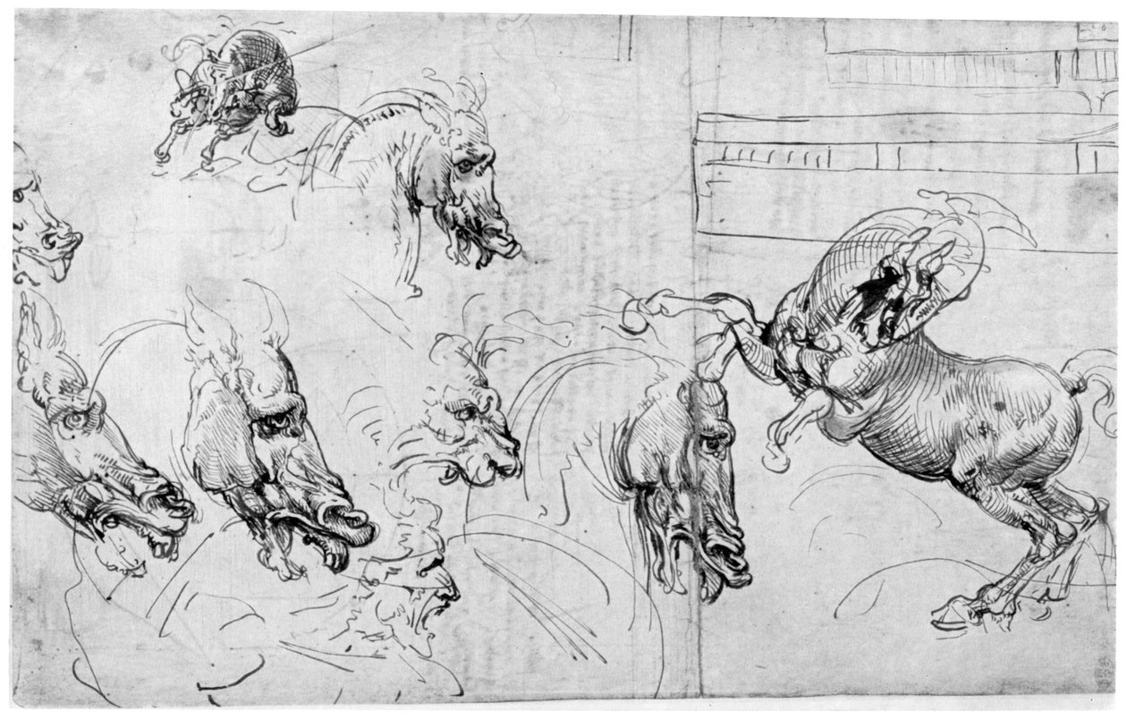 Anghiari战役研究，c1503-1505，1954年。 作者 达芬奇（Leonardo da Vinci）