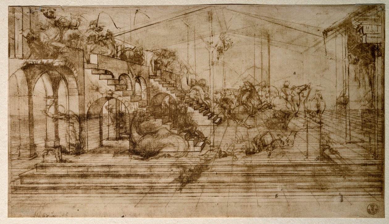 麦琪的崇拜》研究（铅笔画 作者 达芬奇（Leonardo da Vinci）