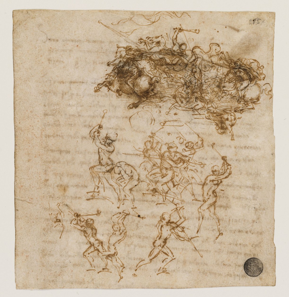 研究安吉亚里战役，约1503-1504年。 作者 达芬奇（Leonardo da Vinci）