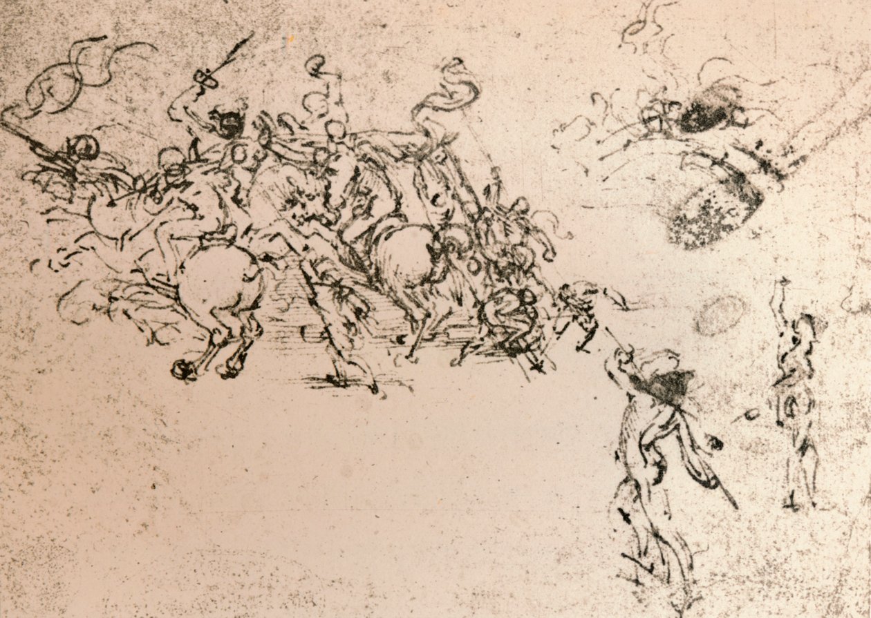 研究Anghiari战役的动画片，c1472-c1505 1883 作者 达芬奇（Leonardo da Vinci）
