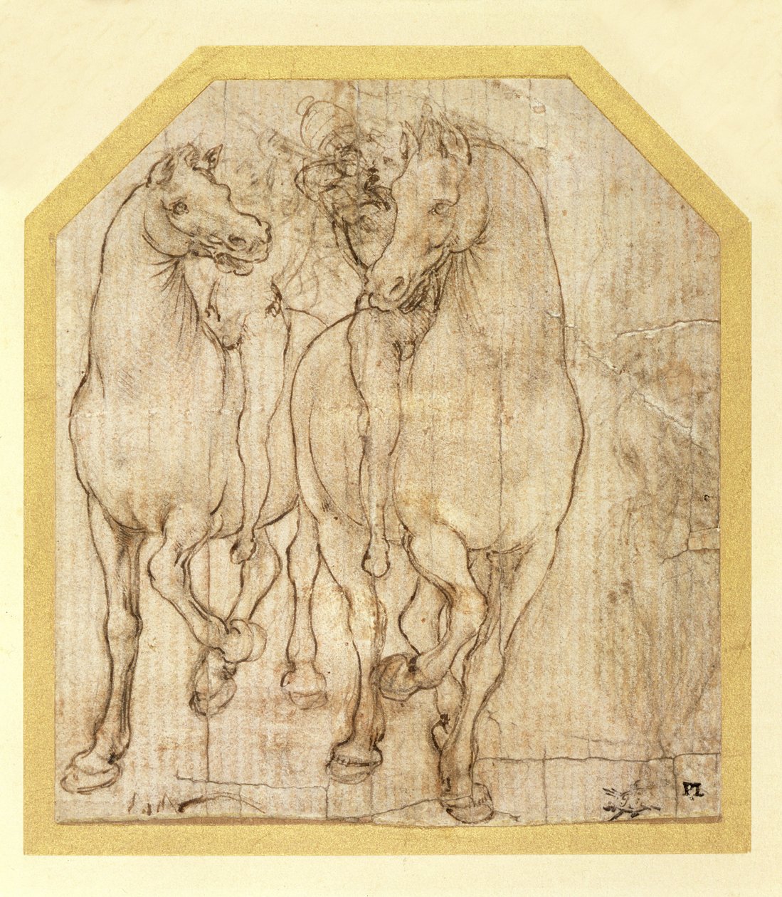 马和骑手的研究，c.1480（纸上金属点） 作者 达芬奇（Leonardo da Vinci）